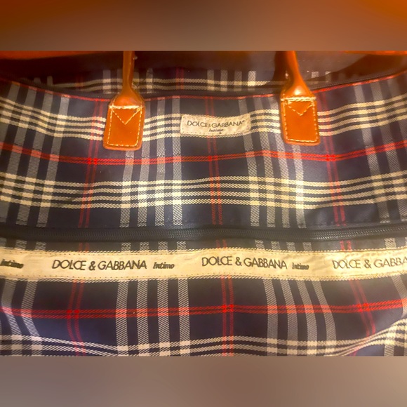 Dolce & Gabbana Men's Checkered Tote - Navy and Crimson - Picture 2 of 6